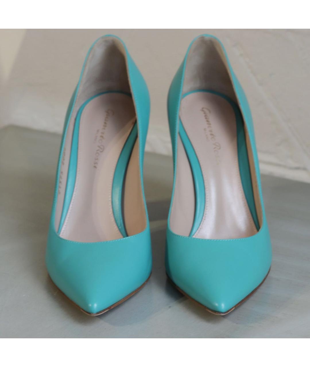 GIANVITO ROSSI Бирюзовые кожаные туфли, фото 5