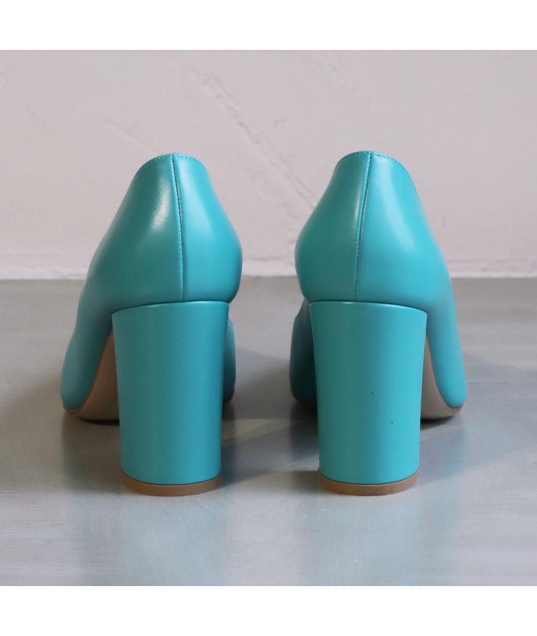 GIANVITO ROSSI Бирюзовые кожаные туфли, фото 4