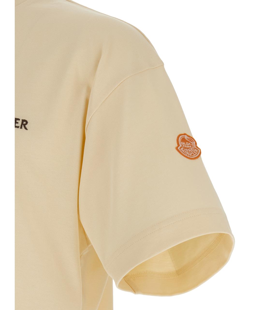 MONCLER Бежевая хлопковая футболка, фото 4