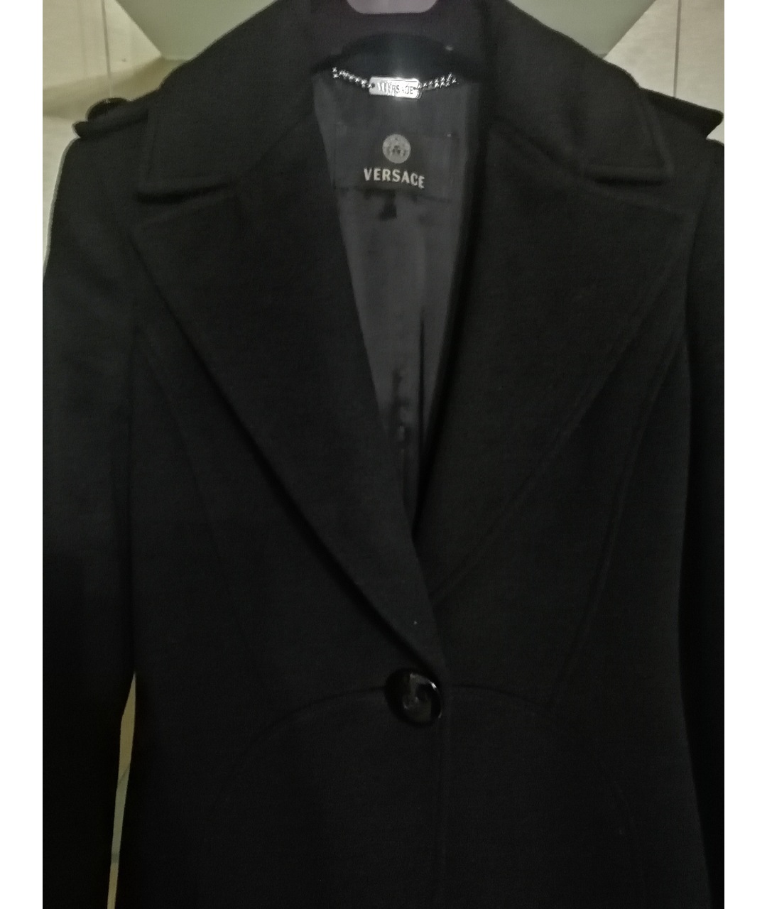 VERSACE Черное шерстяное пальто, фото 4