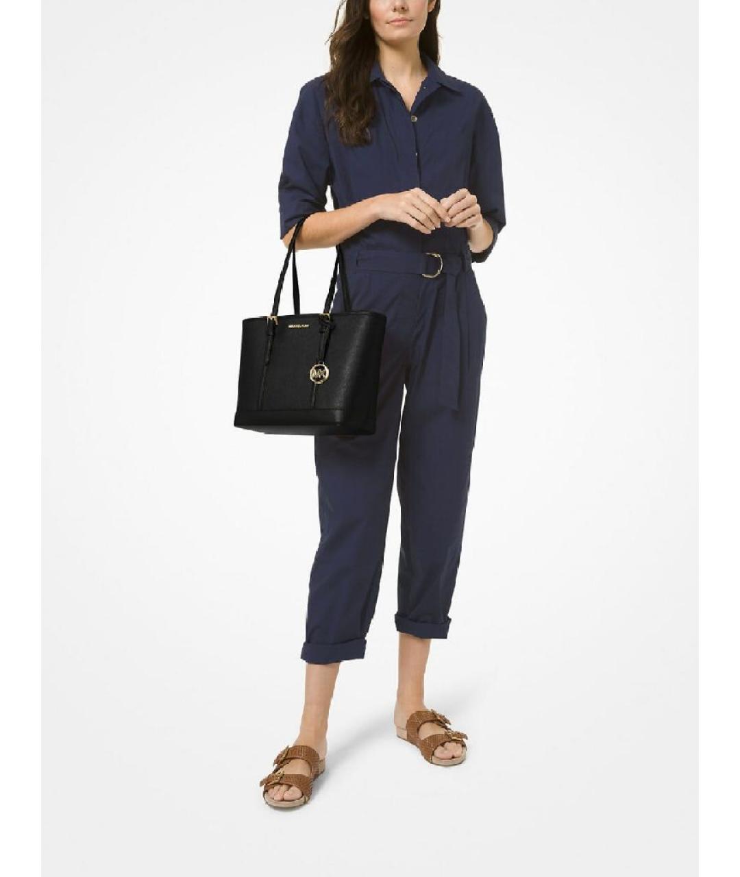 MICHAEL KORS Черная кожаная сумка тоут, фото 4