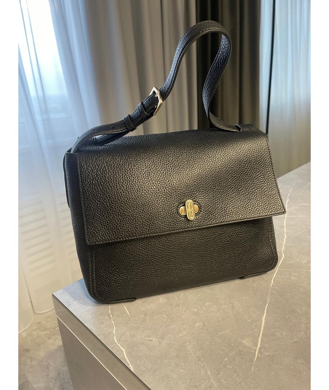 FURLA Черная кожаная сумка с короткими ручками, фото 4