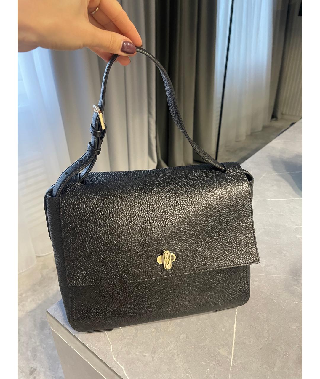 FURLA Черная кожаная сумка с короткими ручками, фото 3