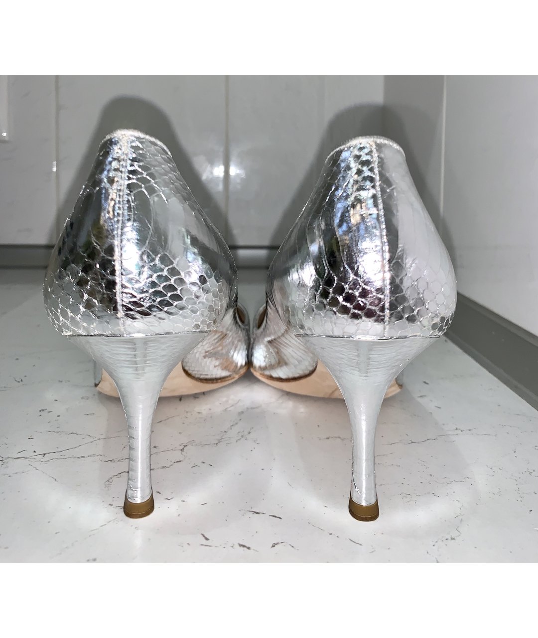 GIORGIO ARMANI Серебряные кожаные туфли, фото 4