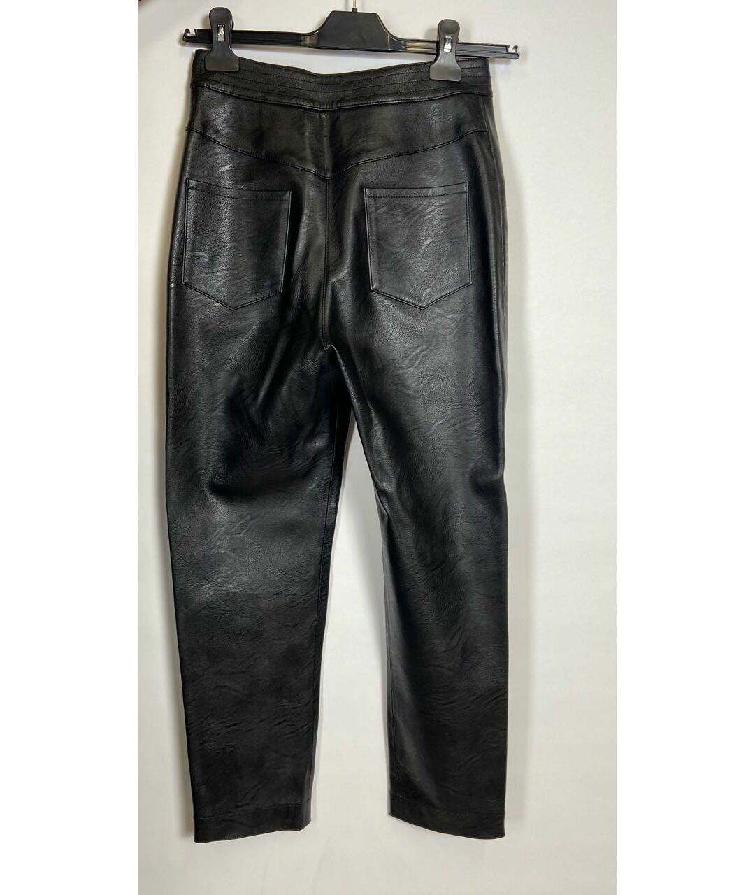 STELLA MCCARTNEY Черные кожаные прямые брюки, фото 2