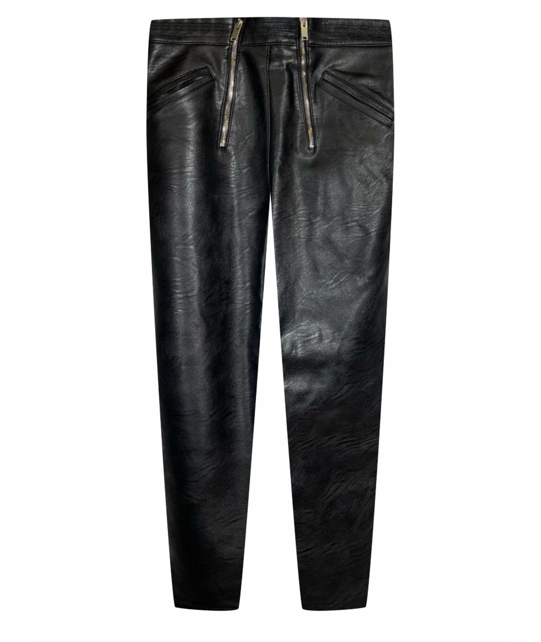 STELLA MCCARTNEY Черные кожаные прямые брюки, фото 1