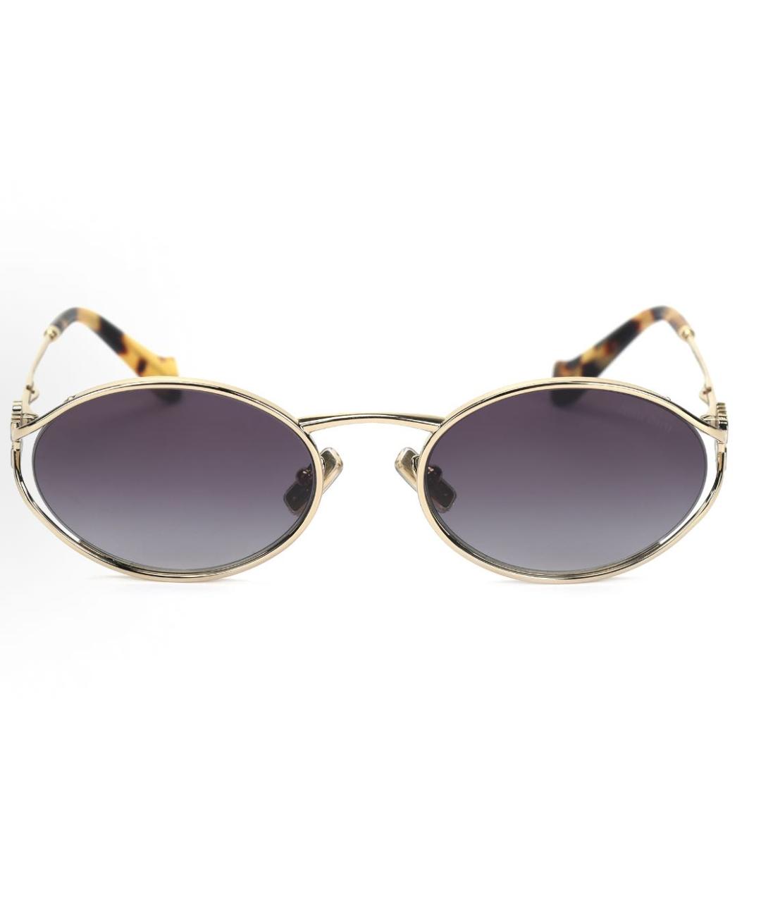 MIU MIU Золотые металлические солнцезащитные очки, фото 4