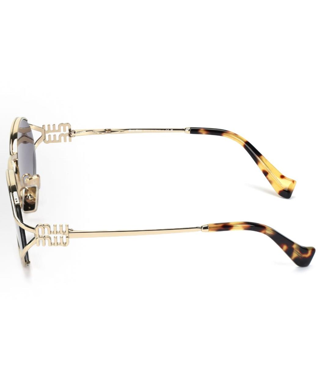 MIU MIU Золотые металлические солнцезащитные очки, фото 3