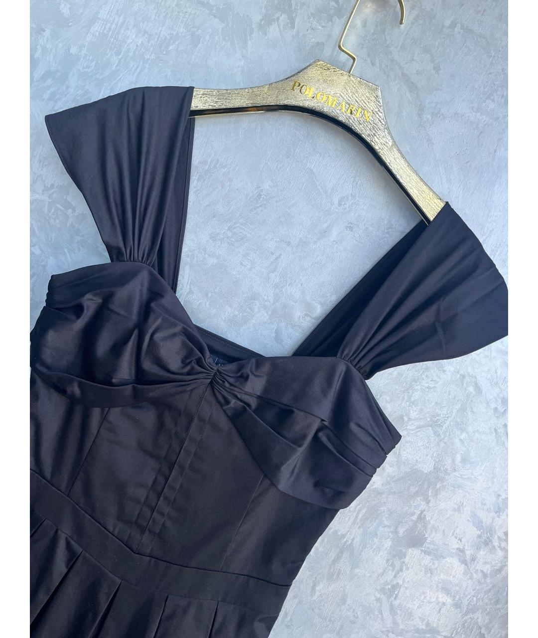 ARMANI JEANS Черное хлопко-эластановое коктейльное платье, фото 4