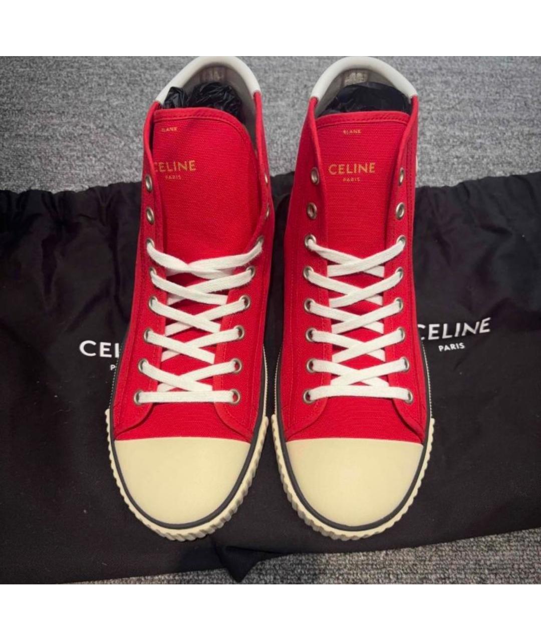 CELINE Красные текстильные кеды, фото 2