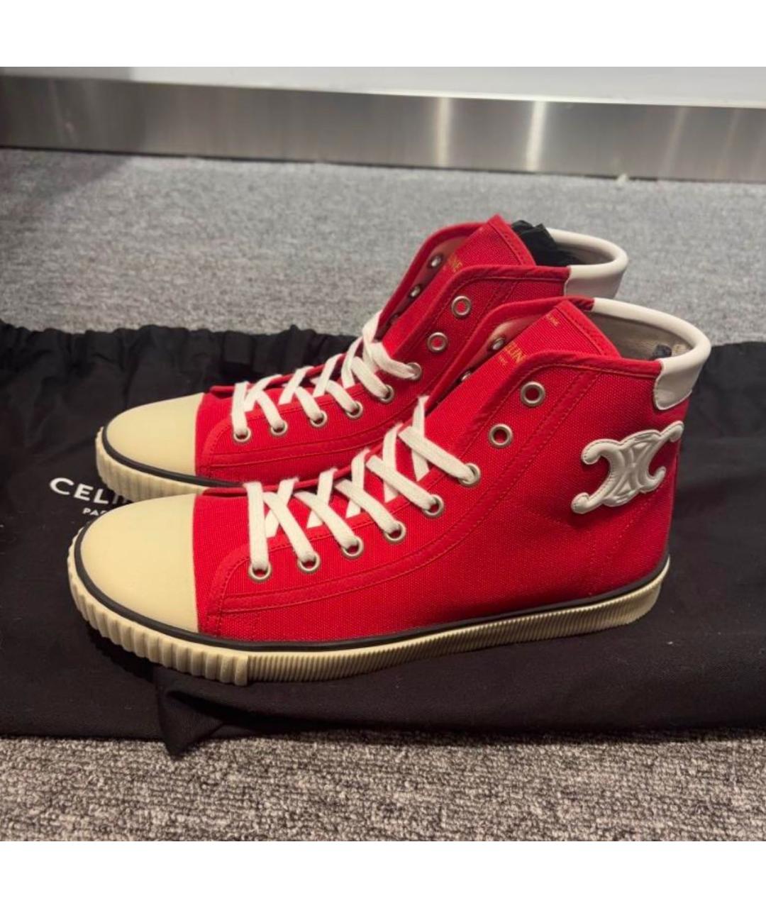 CELINE Красные текстильные кеды, фото 3