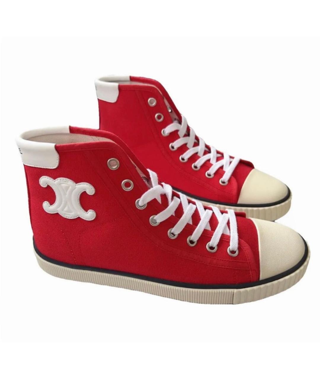 CELINE Красные текстильные кеды, фото 7