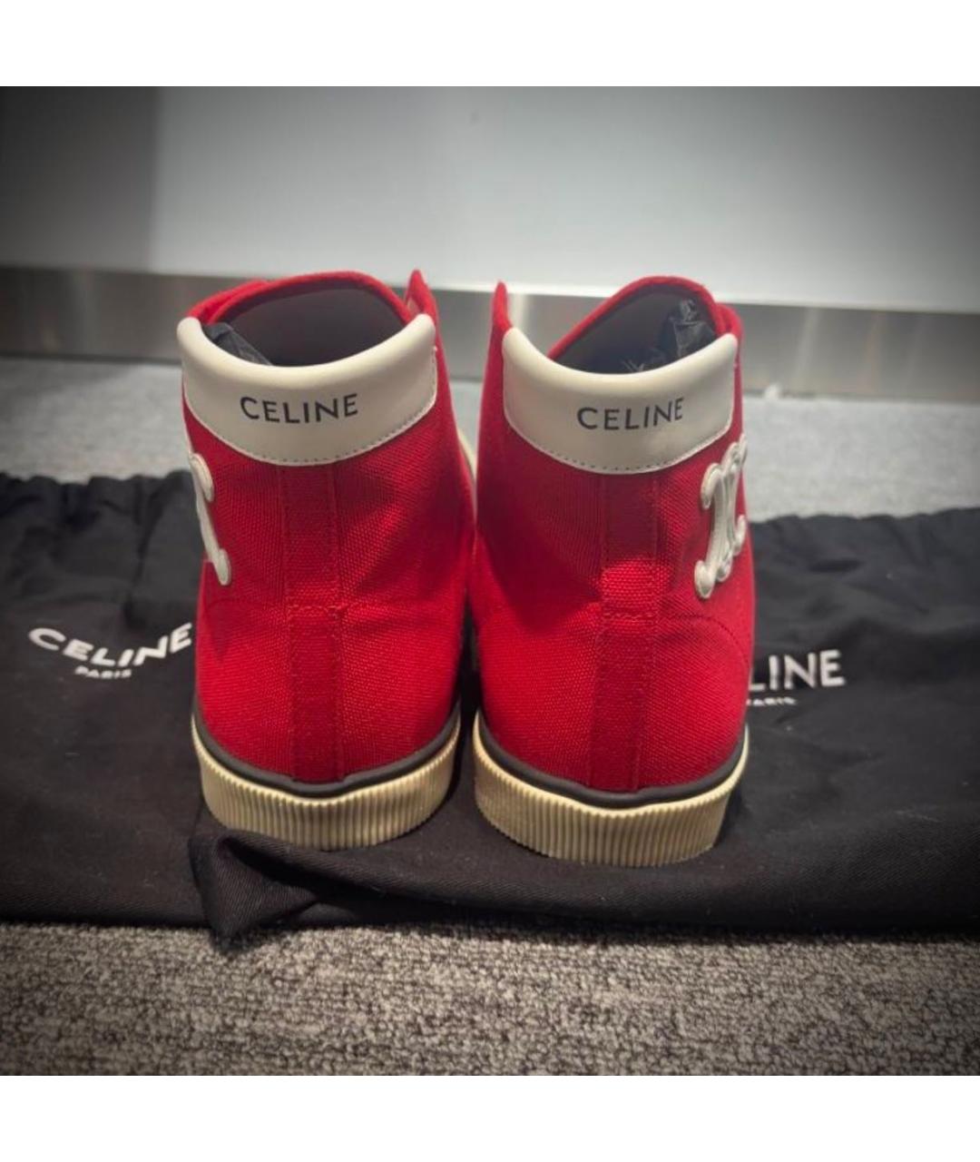 CELINE Красные текстильные кеды, фото 4