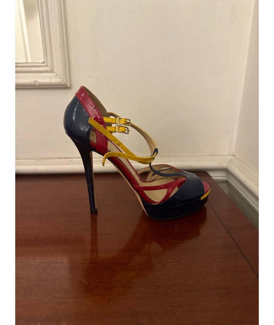 FENDI Мульти босоножки из лакированной кожи, фото 7