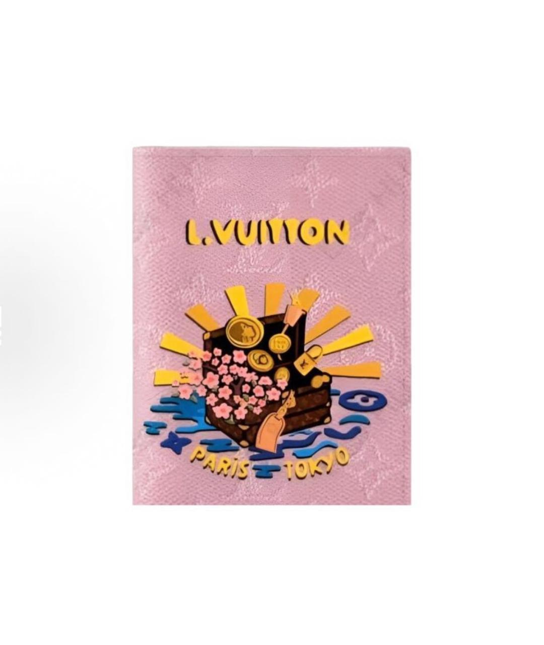 LOUIS VUITTON Розовый кожаный кошелек, фото 5