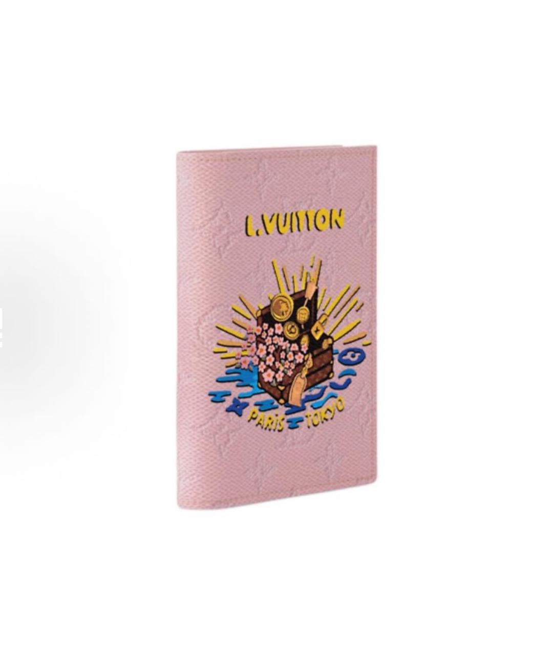 LOUIS VUITTON Розовый кожаный кошелек, фото 2