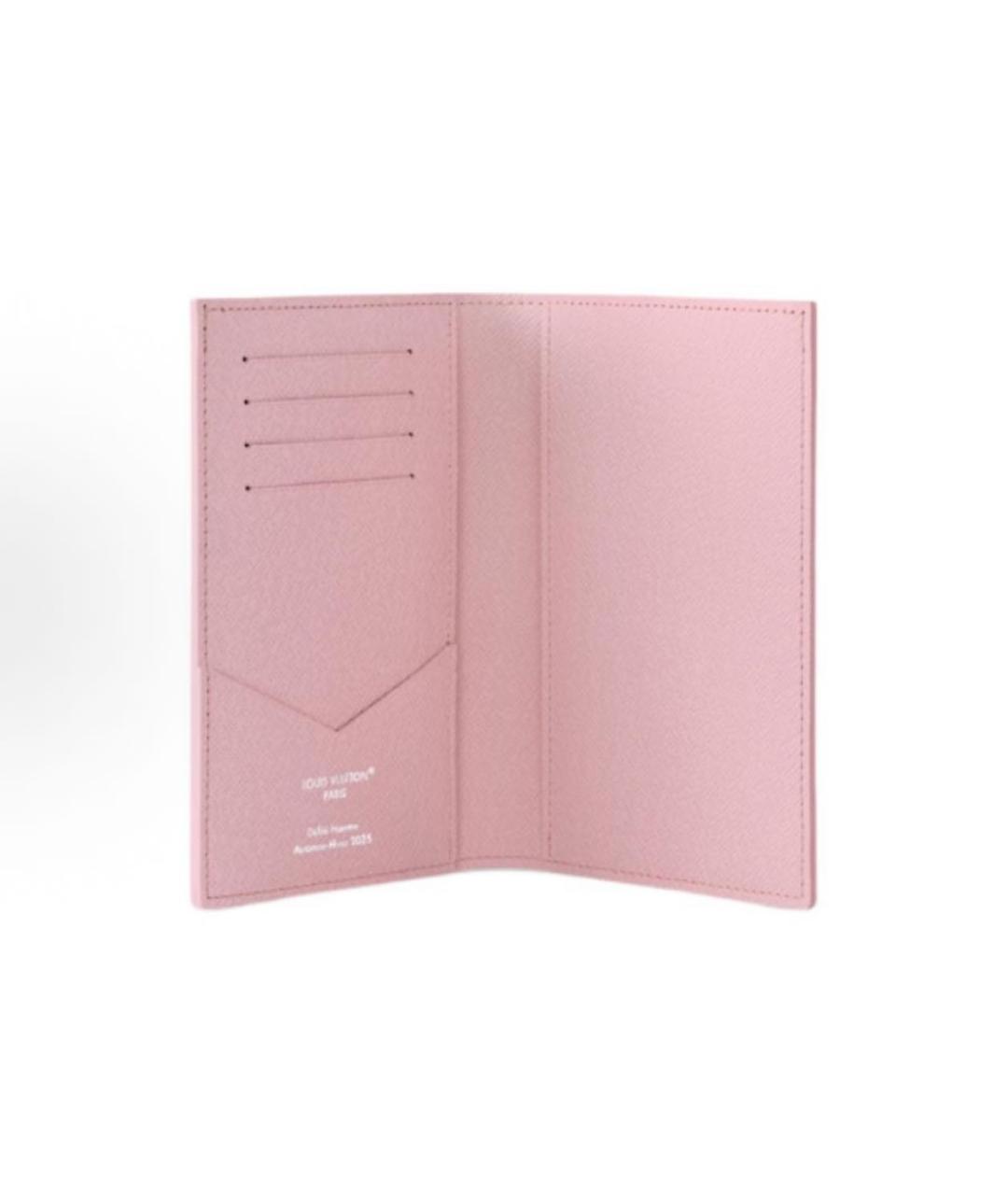 LOUIS VUITTON Розовый кожаный кошелек, фото 4