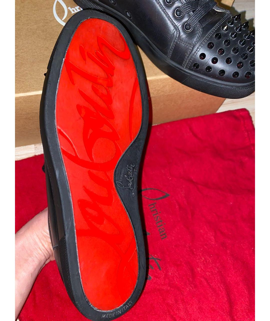 CHRISTIAN LOUBOUTIN Черные кожаные ботинки, фото 6
