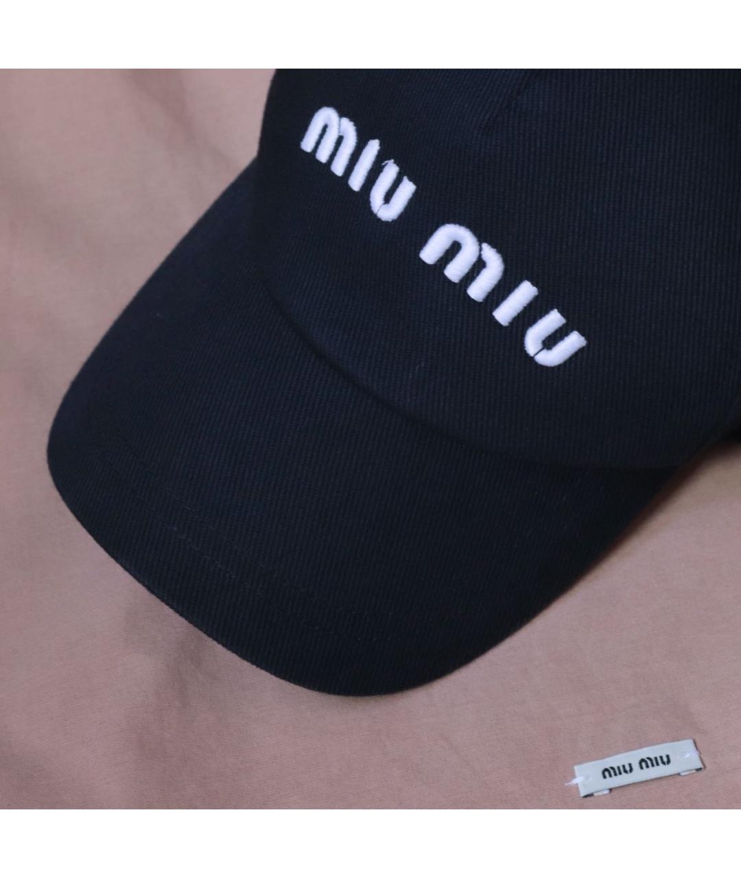 MIU MIU Темно-синяя хлопковая кепка, фото 3
