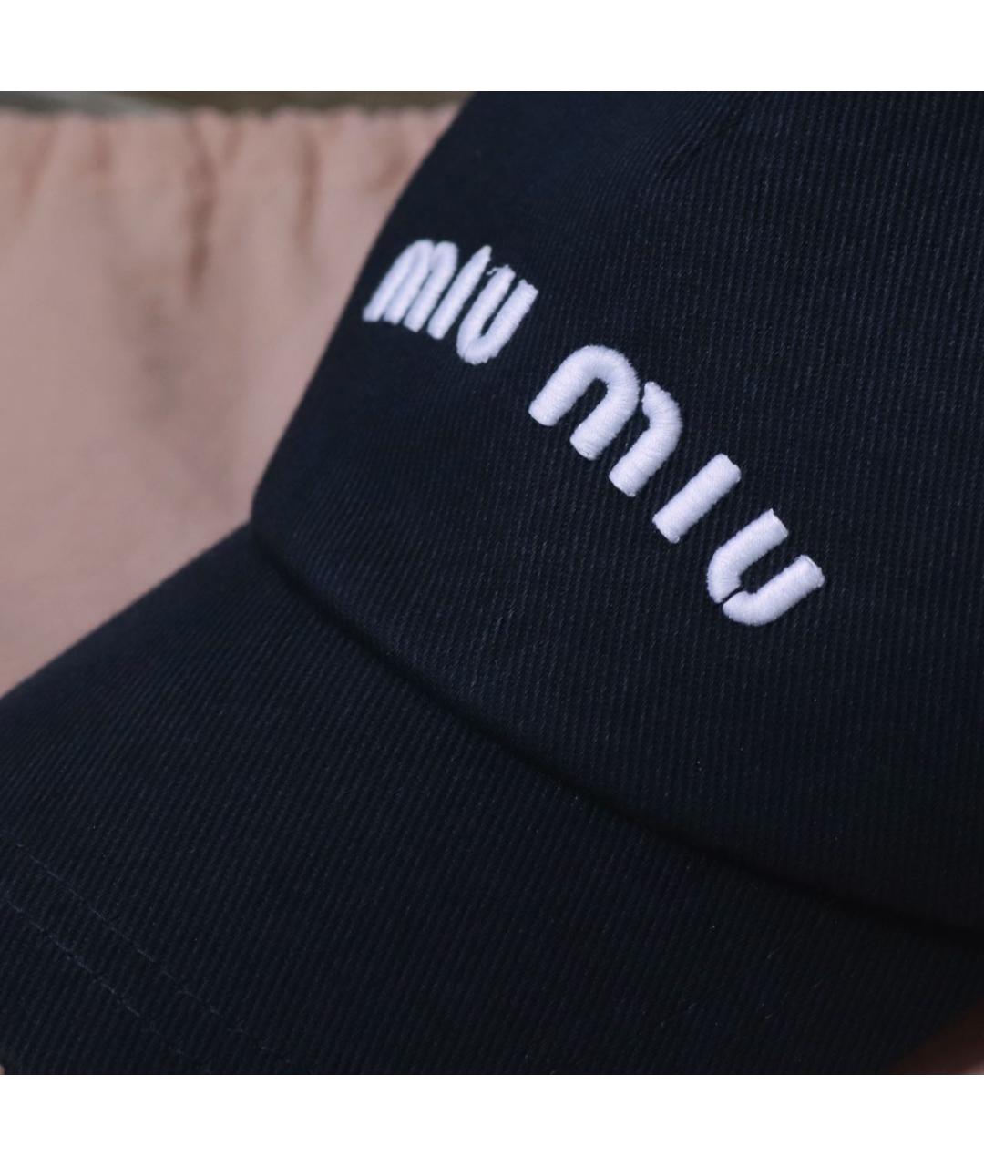 MIU MIU Темно-синяя хлопковая кепка, фото 4