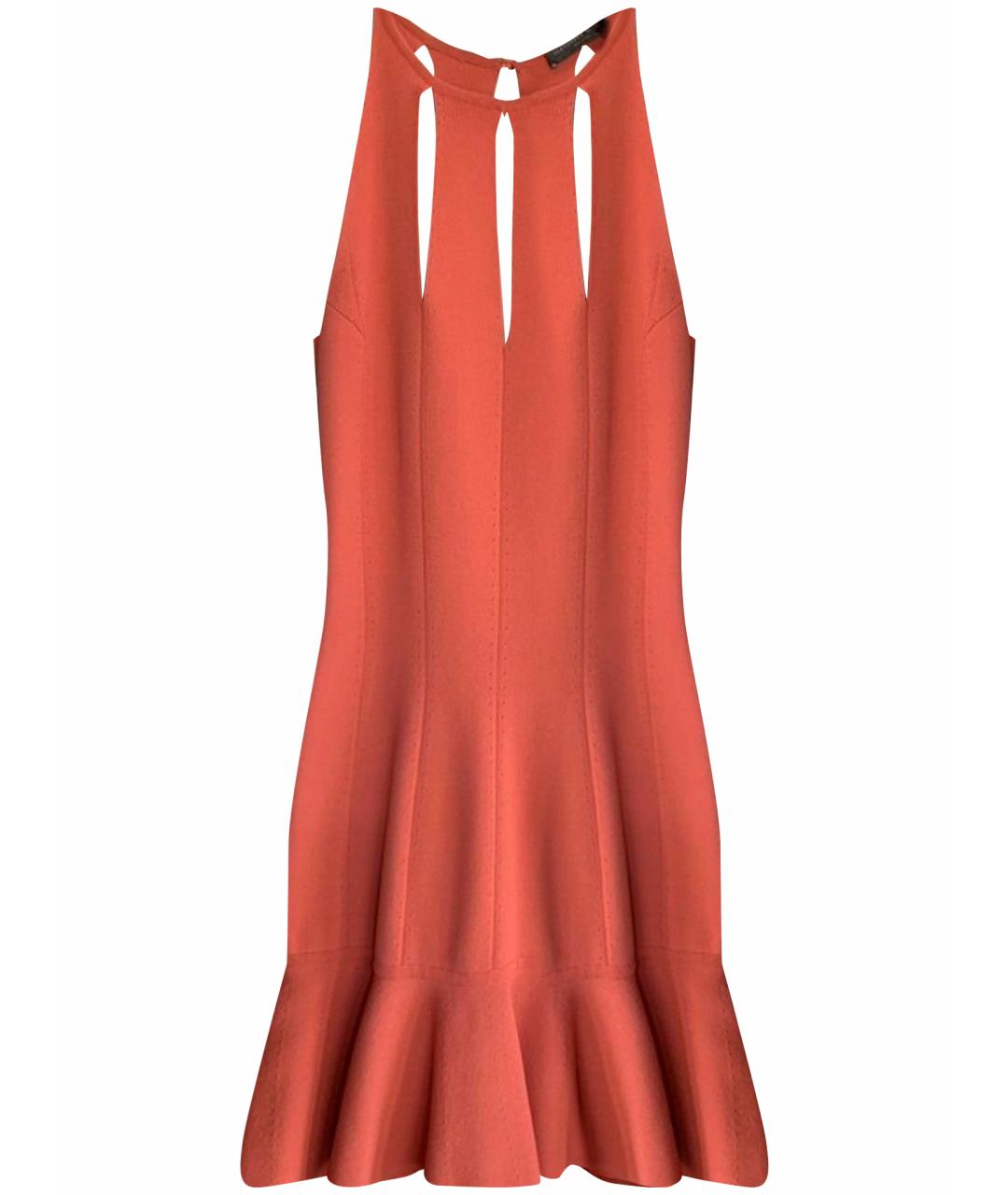 ALEXANDER MCQUEEN Коралловое вискозное коктейльное платье, фото 1