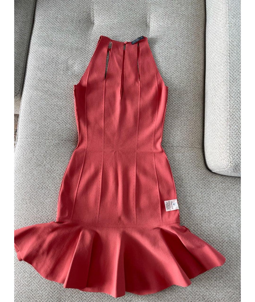 ALEXANDER MCQUEEN Коралловое вискозное коктейльное платье, фото 2