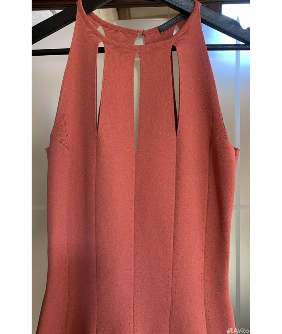 ALEXANDER MCQUEEN Коралловое вискозное коктейльное платье, фото 3