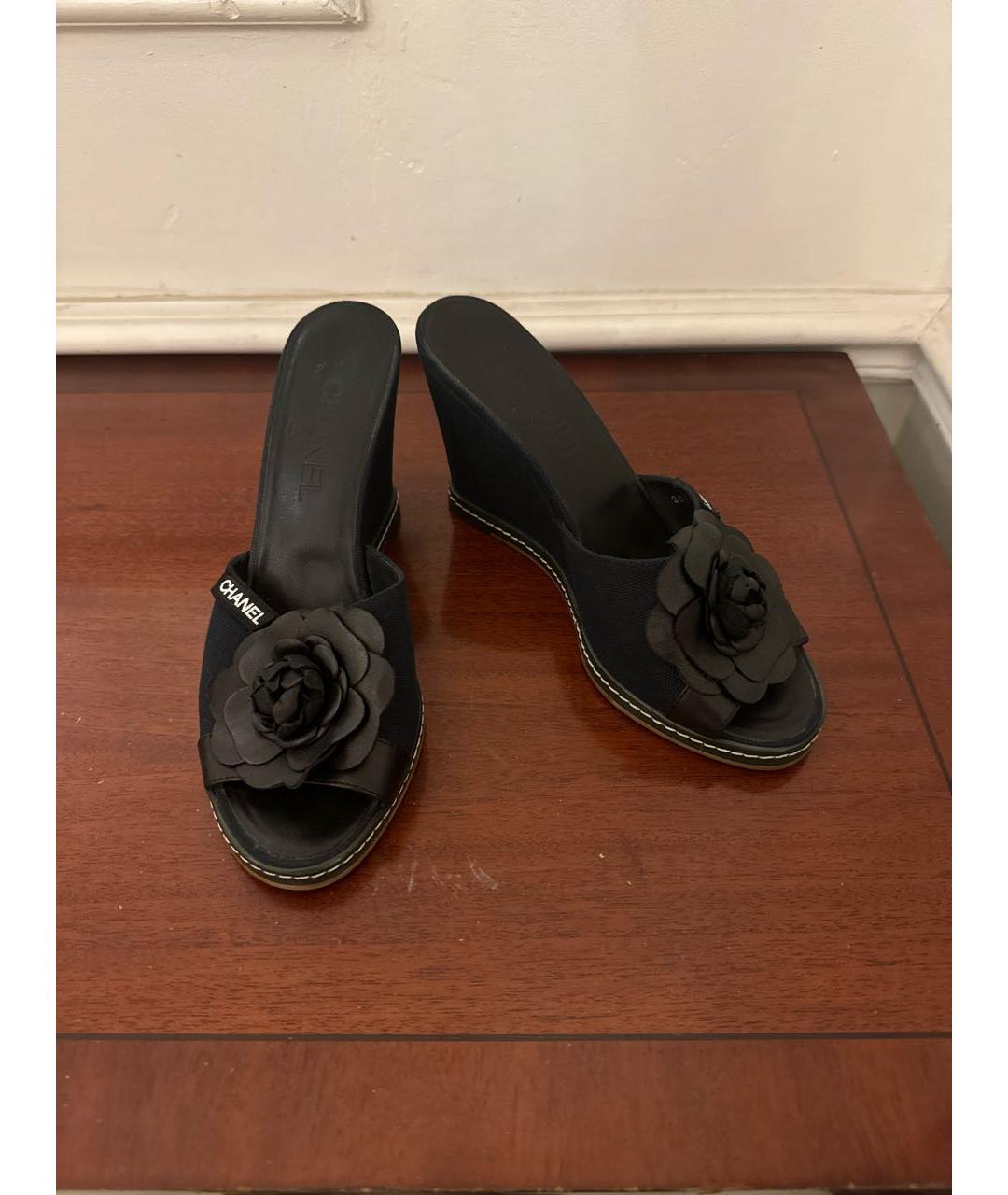 CHANEL Черные текстильные мюли, фото 6