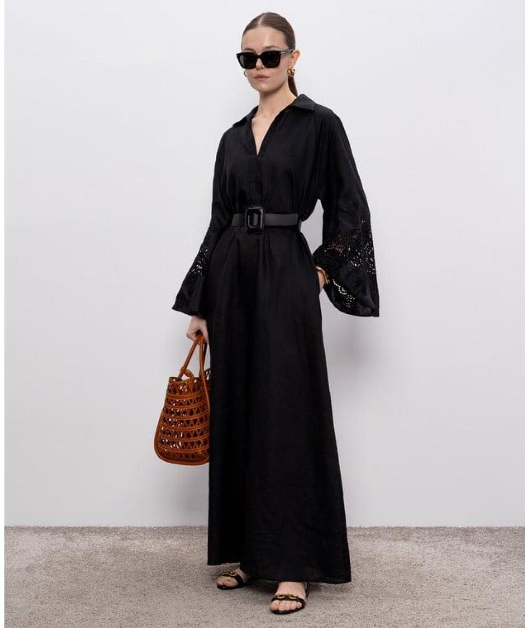 MAX MARA STUDIO Черное льняное платье, фото 2