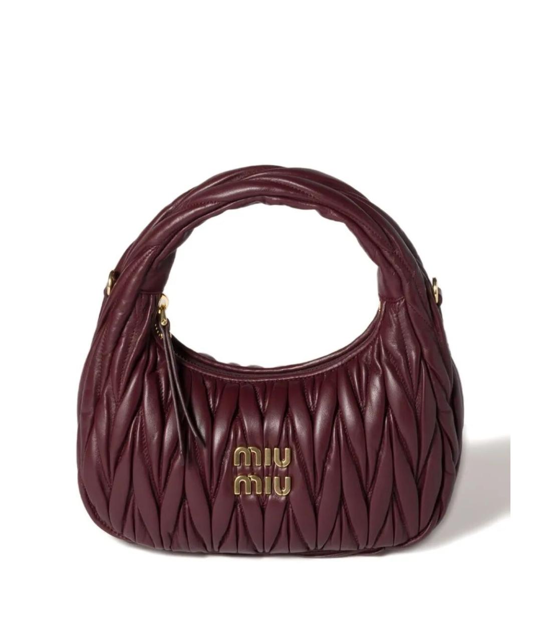 MIU MIU Бордовая кожаная сумка с короткими ручками, фото 1