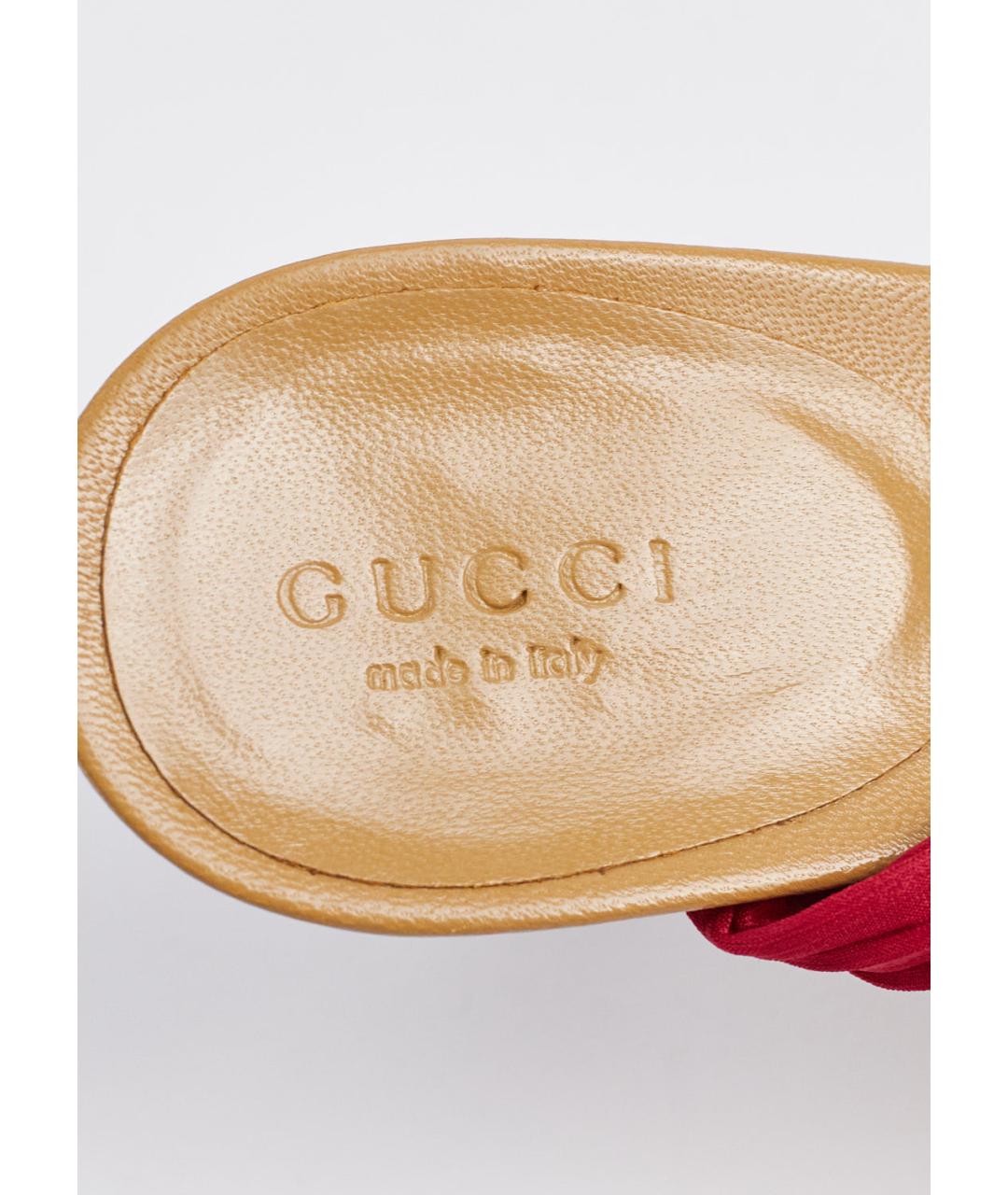 GUCCI Бордовые текстильные мюли, фото 5