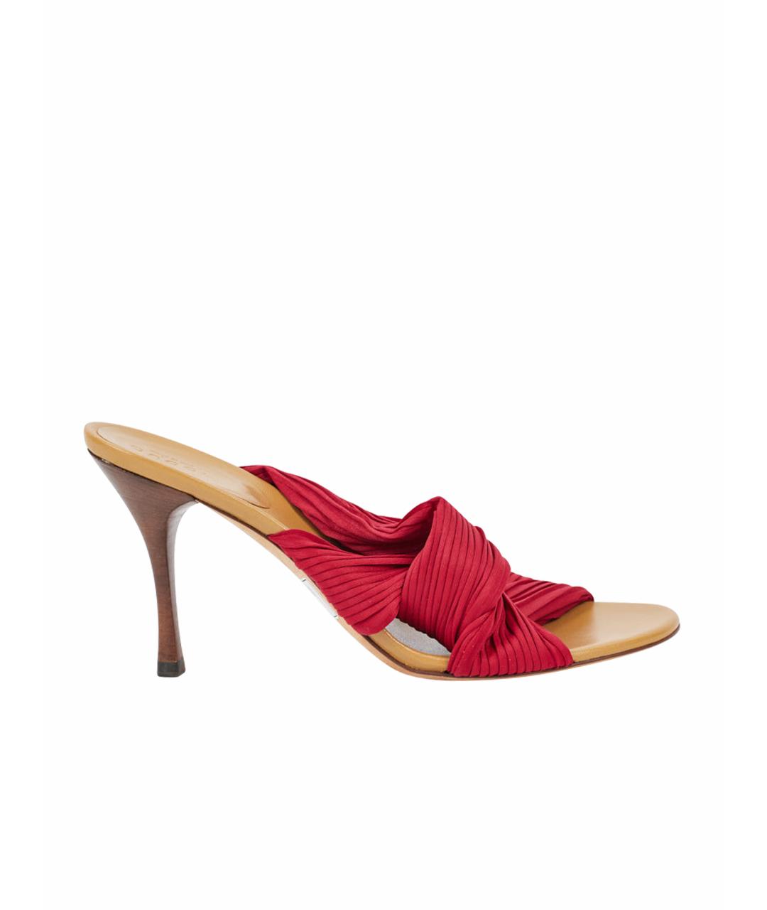 GUCCI Бордовые текстильные мюли, фото 1
