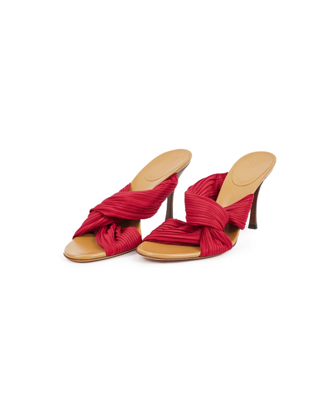 GUCCI Бордовые текстильные мюли, фото 2