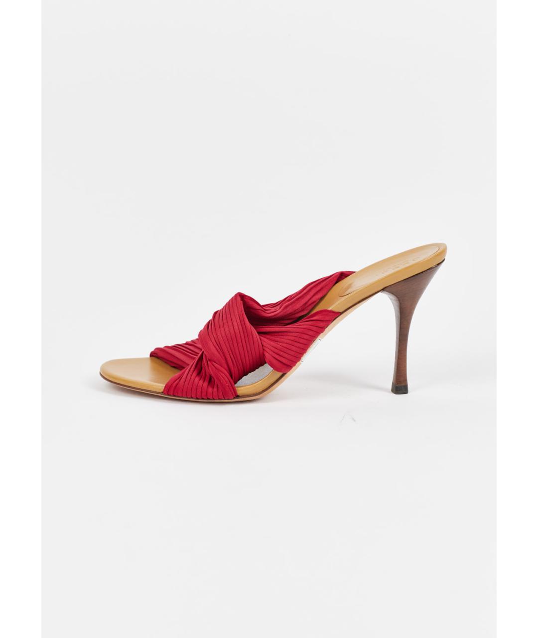 GUCCI Бордовые текстильные мюли, фото 6