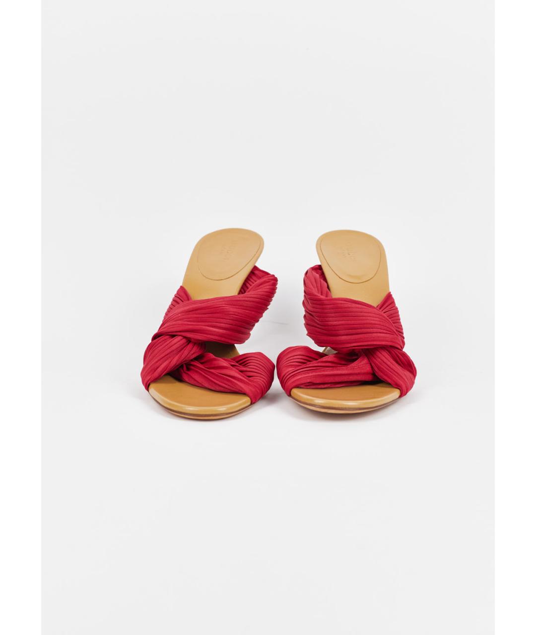 GUCCI Бордовые текстильные мюли, фото 3