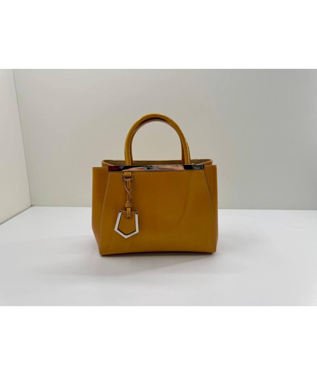 FENDI Оранжевая сумка тоут из лакированной кожи, фото 10