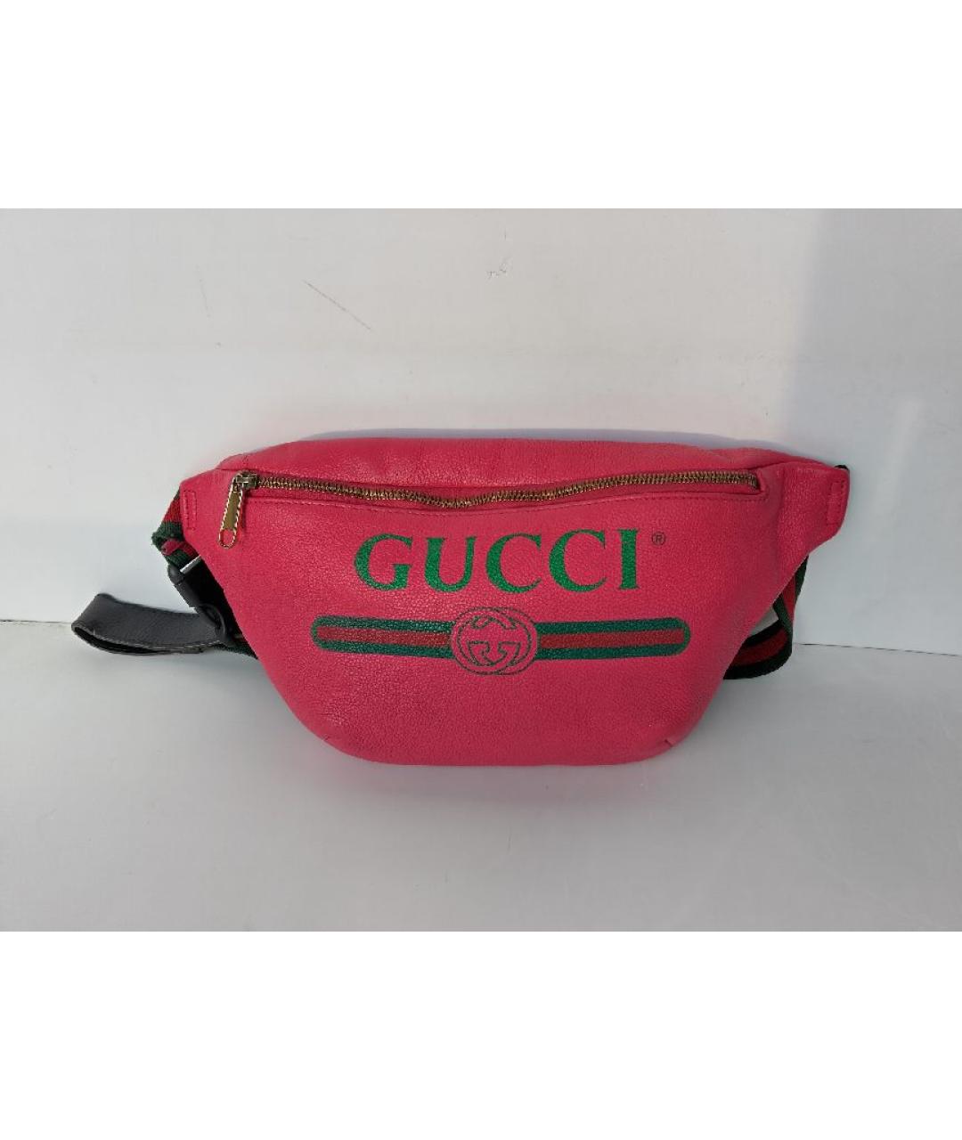 GUCCI Розовая кожаная поясная сумка, фото 9