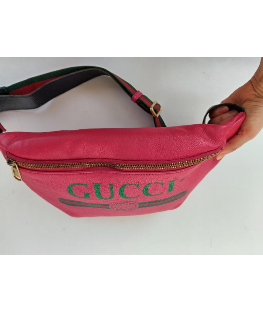 GUCCI Розовая кожаная поясная сумка, фото 4