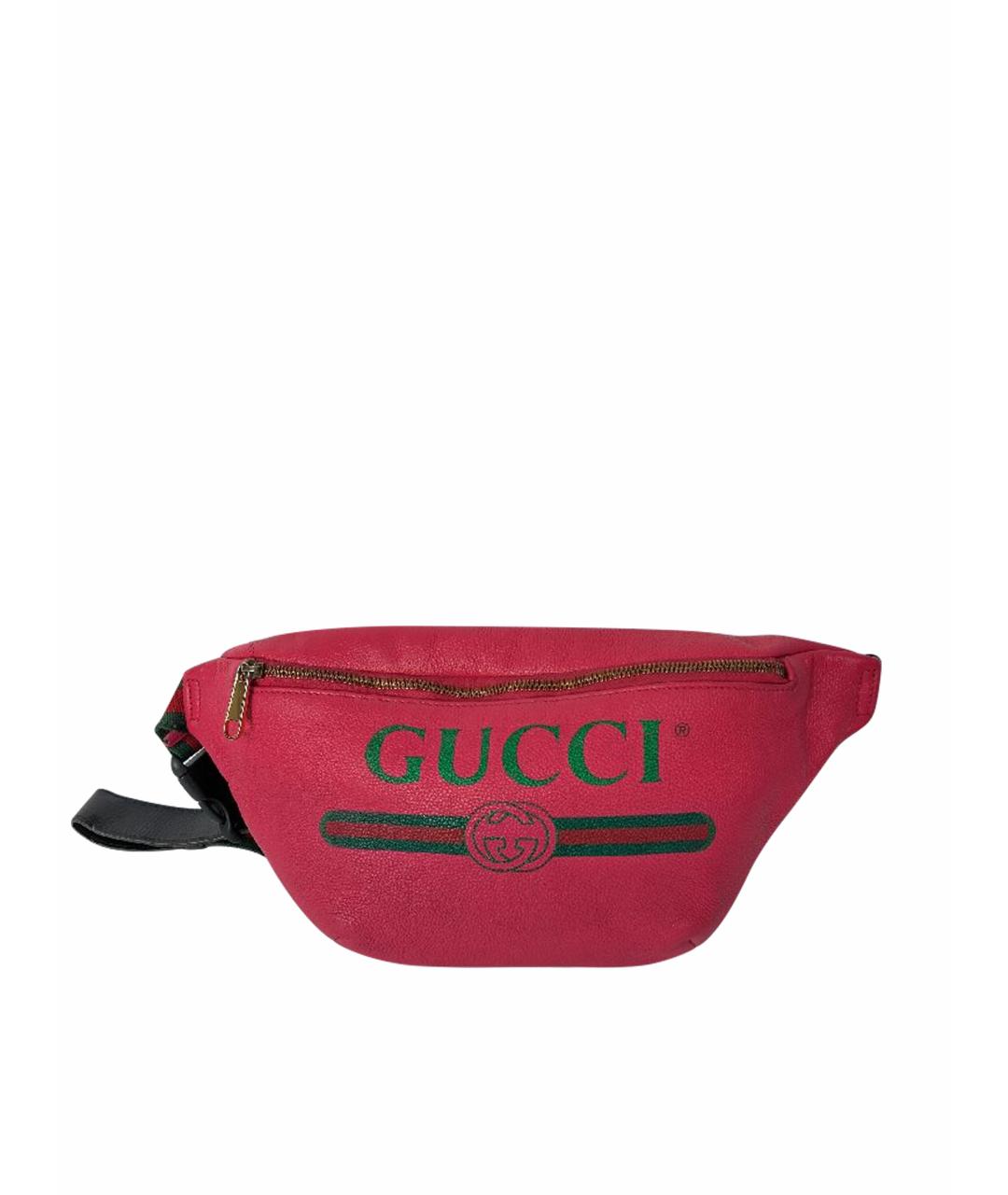 GUCCI Розовая кожаная поясная сумка, фото 1