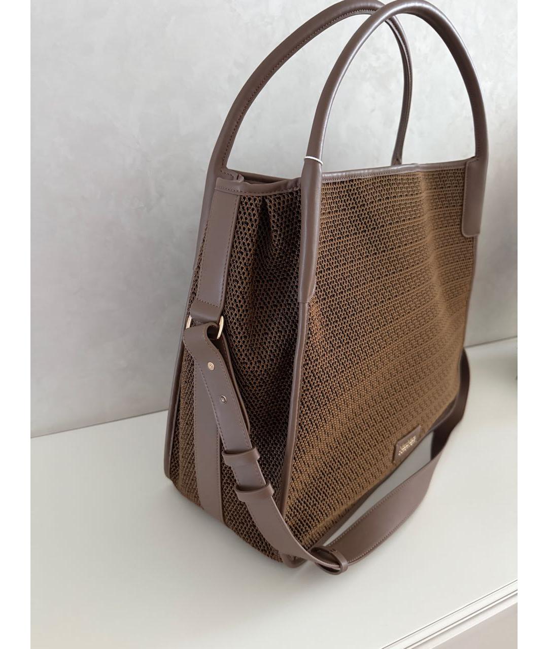 MAX MARA Коричневая пелетеная пляжная сумка, фото 3