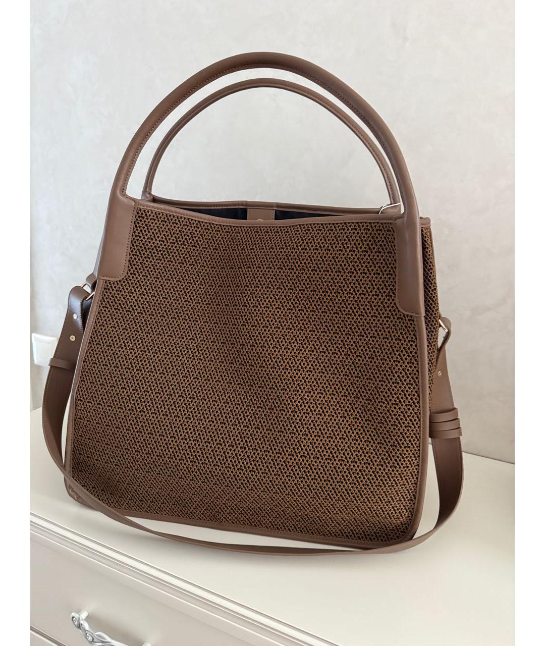 MAX MARA Коричневая пелетеная пляжная сумка, фото 2