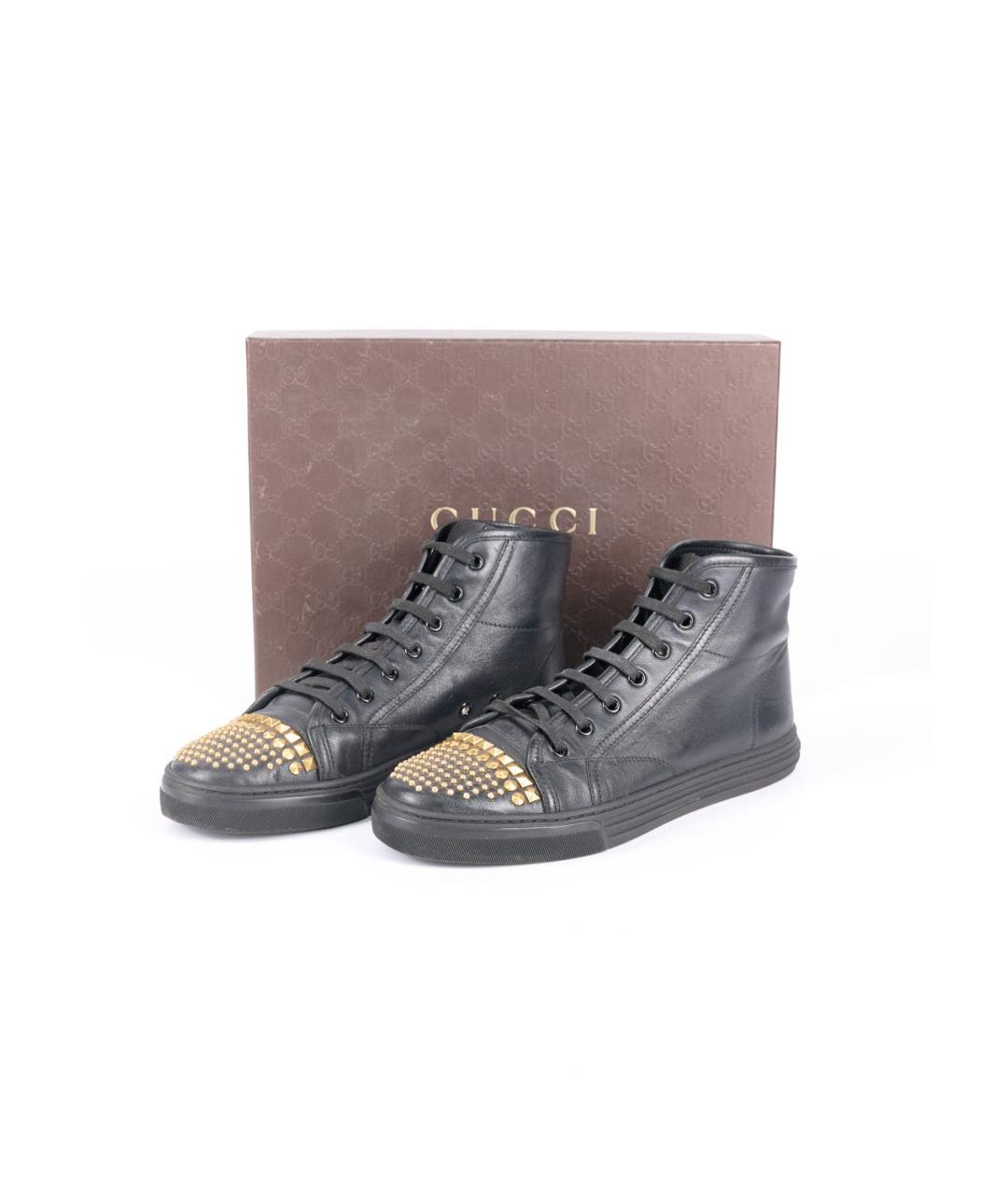 GUCCI Черные кожаные кеды, фото 6