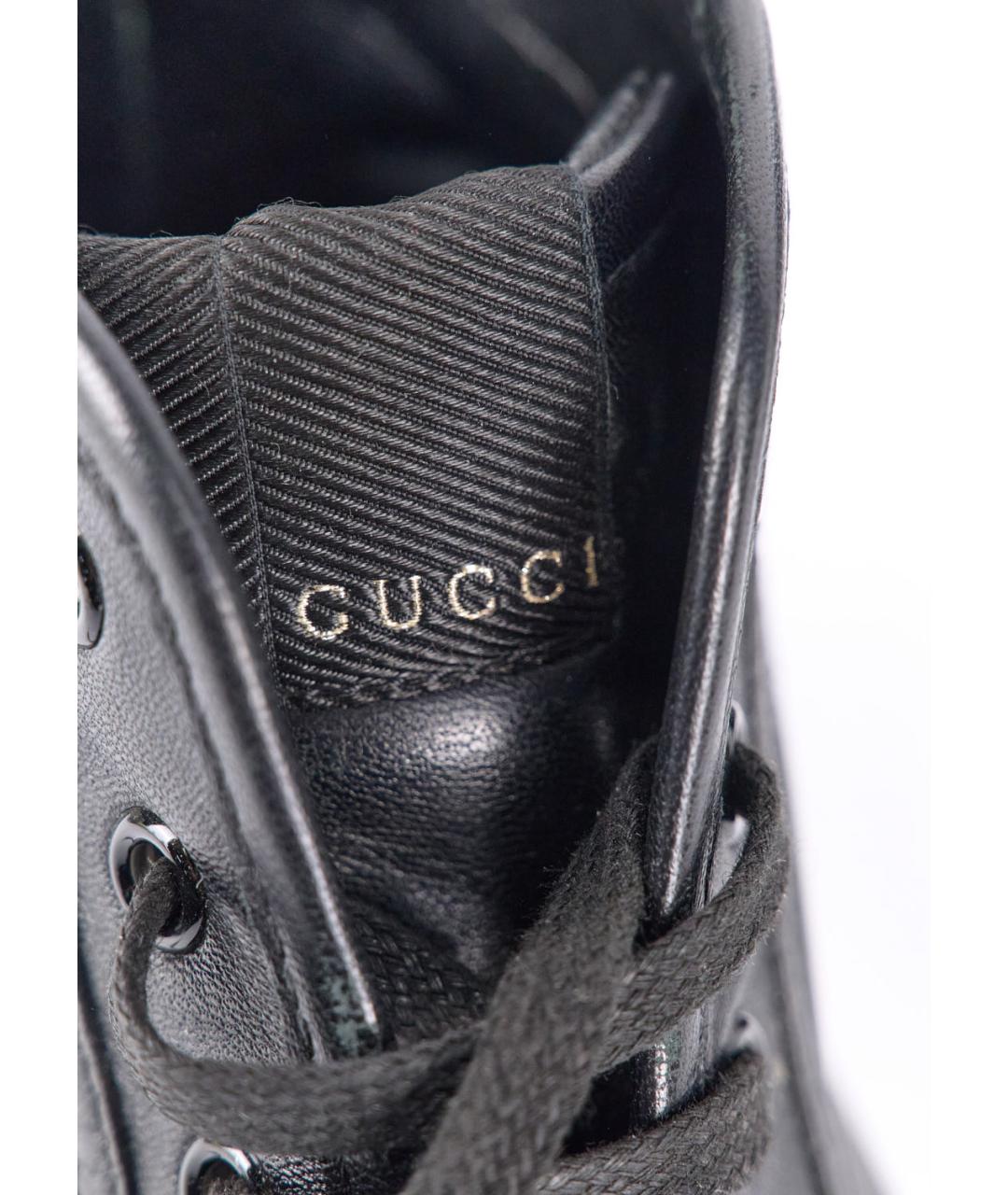GUCCI Черные кожаные кеды, фото 5
