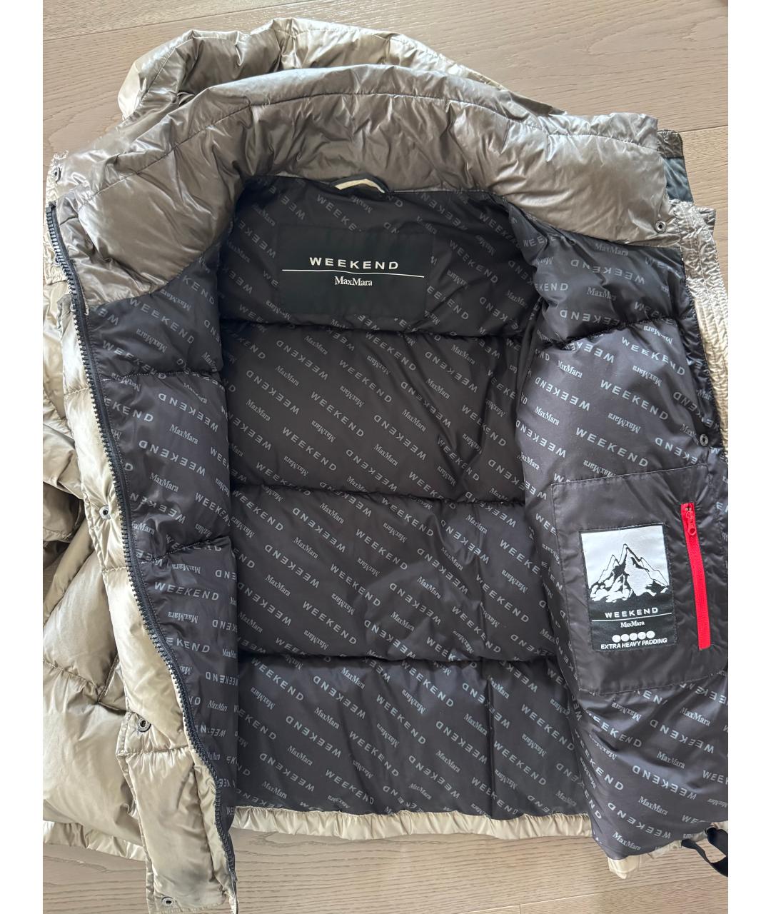 MAX MARA Золотой полиэстеровый пуховик, фото 3