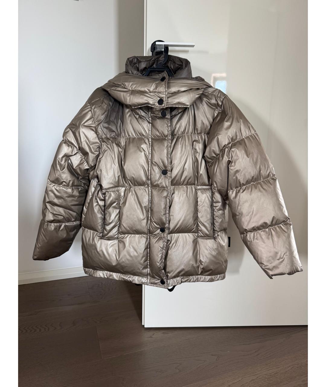 MAX MARA Золотой полиэстеровый пуховик, фото 5