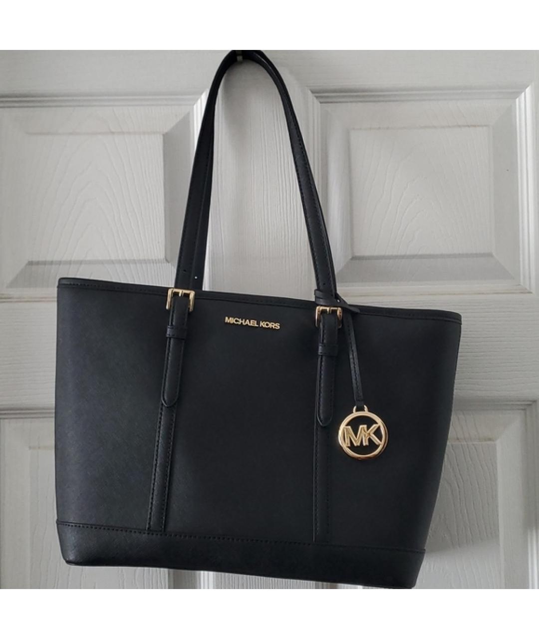 MICHAEL KORS Черная кожаная сумка тоут, фото 5