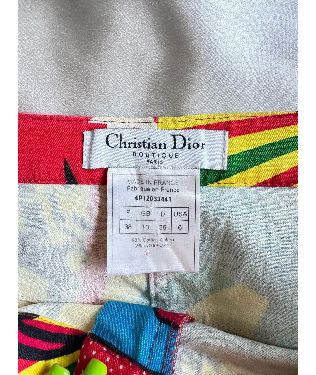 CHRISTIAN DIOR Мульти хлопковая юбка мини, фото 3