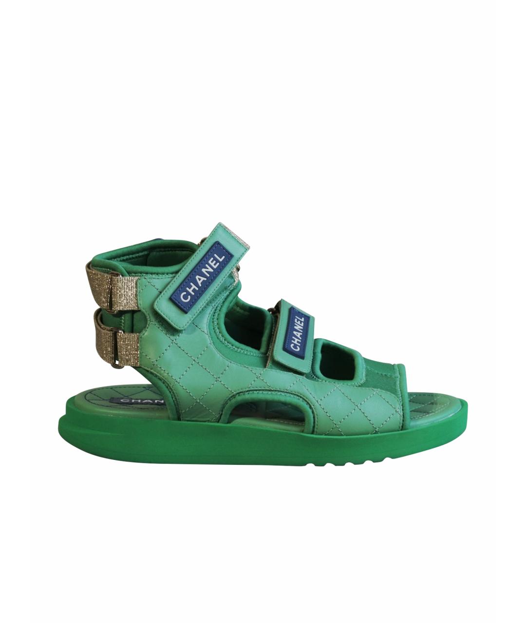 CHANEL Зеленые кожаные сандалии, фото 8