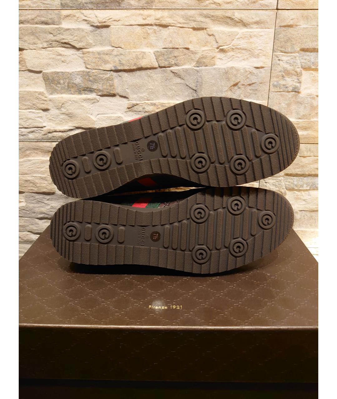 GUCCI Коричневые кожаные низкие кроссовки / кеды, фото 5
