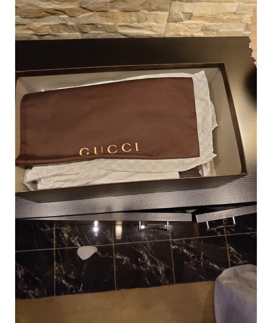 GUCCI Коричневые кожаные низкие кроссовки / кеды, фото 7